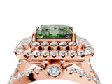 Rose gold Double Halo Fancy Green Princess Cut Diamond Split Shank Pave Set Ring_7
