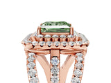 Rose gold Double Halo Fancy Green Princess Cut Diamond Split Shank Pave Set Ring_8