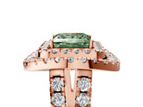 Rose gold Double Halo Fancy Green Princess Cut Diamond Split Shank Prong Setting Ring_5