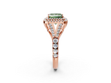 Rose gold Double Halo Fancy Green Princess  Cut Diamond Split Shank Ring with Four Prong Setting_2