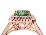 Rose gold Double Halo Fancy Green Princess  Cut Diamond Split Shank Ring with Four Prong Setting_4