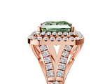 Rose gold Double Halo Fancy Green Princess  Cut Diamond Split Shank Ring with Four Prong Setting_5