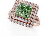Rose gold Double Halo Fancy Green Princess  Cut Pave Split Shank Prong Set Ring_16