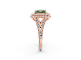 Rose gold Double Halo Fancy Green Princess  Cut Pave Split Shank Prong Set Ring_17