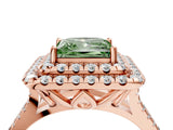 Rose gold Double Halo Fancy Green Princess  Cut Pave Split Shank Prong Set Ring_19