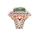 Rose gold Double Halo Fancy Green Princess  Cut Pave Split Shank Prong Set Ring_20