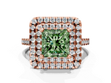 Rose gold Double Halo Fancy Green Princess  Diamond Pave Band with Four-Prong Setting_18