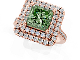 Rose gold Double Halo Fancy Green Princess  Diamond Pave Band with Four-Prong Setting_19