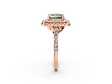 Rose gold Double Halo Fancy Green Princess  Diamond Pave Band with Four-Prong Setting_20