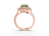Rose gold Double Halo Fancy Green Princess  Diamond Pave Band with Four-Prong Setting_21