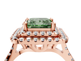 Rose gold Double Halo Fancy Green Princess  Diamond Pave Band with Four-Prong Setting_22