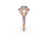 Rose gold Double Halo Fancy Green Radiant Cut Diamond Split Shank Engagement Ring with Four-Prong Setting_5