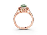 Rose gold Double Halo Fancy Green Radiant Cut Diamond Split Shank Engagement Ring with Four-Prong Setting_6