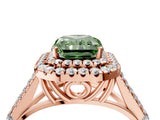 Rose gold Double Halo Fancy Green Radiant Cut Diamond Split Shank Engagement Ring with Four-Prong Setting_7