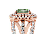 Rose gold Double Halo Fancy Green Radiant Cut Diamond Split Shank Pave Set Ring_8