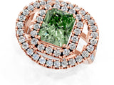 Rose gold Double Halo Fancy Green Radiant Cut Diamond Split Shank Prong Setting Ring_1