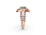 Rose gold Double Halo Fancy Green Radiant Cut Diamond Split Shank Prong Setting Ring_2