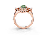 Rose gold Double Halo Fancy Green Radiant Cut Diamond Split Shank Prong Setting Ring_3