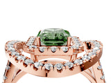 Rose gold Double Halo Fancy Green Radiant Cut Diamond Split Shank Prong Setting Ring_4