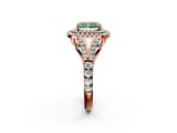 Rose gold Double Halo Fancy Green Radiant  Cut Diamond Split Shank Ring with Four Prong Setting_22