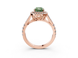 Rose gold Double Halo Fancy Green Radiant  Cut Diamond Split Shank Ring with Four Prong Setting_23