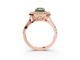Rose gold Double Halo Fancy Green Radiant  Cut Pave Split Shank Prong Set Ring_18