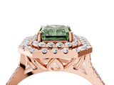 Rose gold Double Halo Fancy Green Radiant  Cut Pave Split Shank Prong Set Ring_19