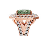 Rose gold Double Halo Fancy Green Radiant  Cut Pave Split Shank Prong Set Ring_20