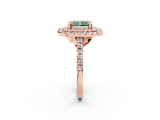Rose gold Double Halo Fancy Green Radiant  Diamond Pave Band with Four-Prong Setting_46