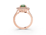 Rose gold Double Halo Fancy Green Radiant  Diamond Pave Band with Four-Prong Setting_47