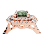 Rose gold Double Halo Fancy Green Radiant  Diamond Pave Band with Four-Prong Setting_48