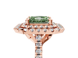 Rose gold Double Halo Fancy Green Radiant  Diamond Pave Band with Four-Prong Setting_49