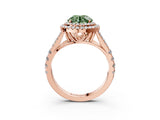 Rose gold Double Halo Fancy Green Round -Shaped Split Shank Diamond Ring with Prong Setting_18