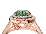 Rose gold Double Halo Fancy Green Round -Shaped Split Shank Diamond Ring with Prong Setting_19