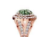 Rose gold Double Halo Fancy Green Round -Shaped Split Shank Diamond Ring with Prong Setting_20