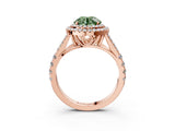 Rose gold Double Halo Fancy Green Round Cut Diamond Split Shank Engagement Ring with Four-Prong Setting_6