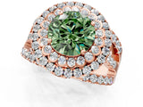 Rose gold Double Halo Fancy Green Round Cut Diamond Split Shank Pave Set Ring_4