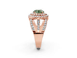 Rose gold Double Halo Fancy Green Round Cut Diamond Split Shank Pave Set Ring_5