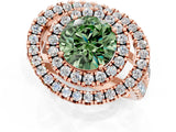 Rose gold Double Halo Fancy Green Round Cut Diamond Split Shank Prong Setting Ring_1