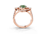Rose gold Double Halo Fancy Green Round Cut Diamond Split Shank Prong Setting Ring_3