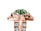 Rose gold Double Halo Fancy Green Round Cut Diamond Split Shank Prong Setting Ring_5