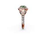 Rose gold Double Halo Fancy Green Round  Cut Diamond Split Shank Ring with Four Prong Setting_22