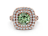 Rose gold Double Halo Fancy Green Round  Cut Pave Split Shank Prong Set Ring_15