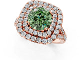Rose gold Double Halo Fancy Green Round  Cut Pave Split Shank Prong Set Ring_16