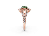 Rose gold Double Halo Fancy Green Round  Cut Pave Split Shank Prong Set Ring_17