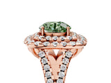 Rose gold Double Halo Fancy Green Round  Cut Pave Split Shank Prong Set Ring_20