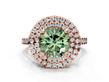 Rose gold Double Halo Fancy Green Round  Diamond Pave Band with Four-Prong Setting_43