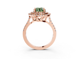 Rose gold Double Halo Fancy Green Round  Diamond Pave Band with Four-Prong Setting_46