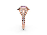 Rose gold Double Halo Fancy Pink Asscher -Shaped Split Shank Diamond Ring with Prong Setting_17
