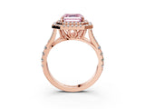 Rose gold Double Halo Fancy Pink Asscher -Shaped Split Shank Diamond Ring with Prong Setting_18